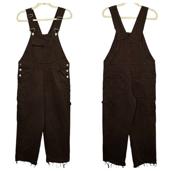 🍁 Zara Blogger Favorite Carpenter Wide Straight Leg Raw Hem Denim Overall Medium - Picture 1 of 15